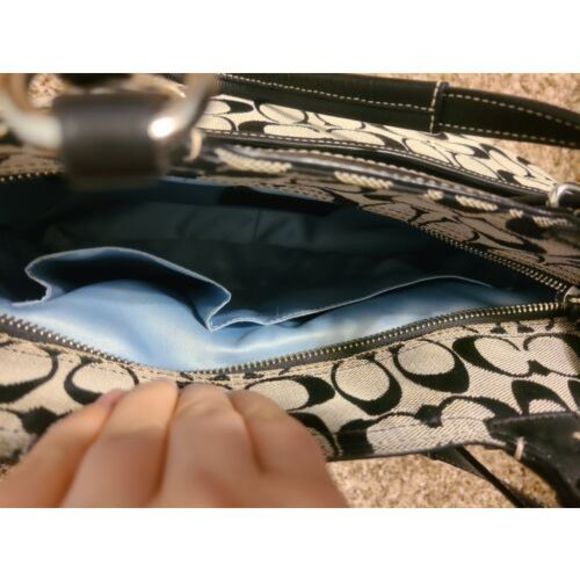 💸SOLD EUC Coach Signature Black Gray Handbag Purse & Matching Wallet - Picture 12 of 16